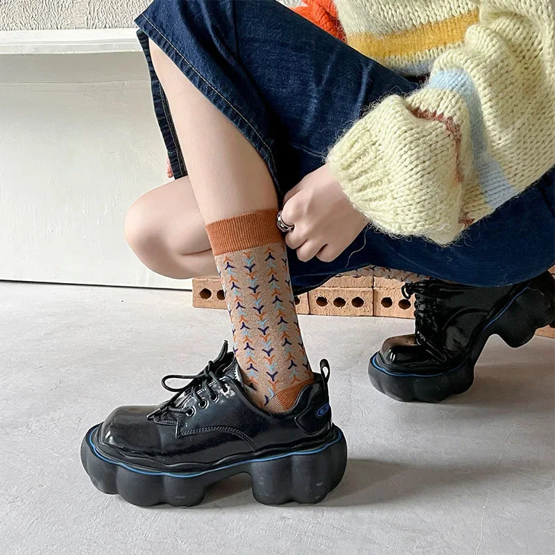 Fashionable Retro Crew Socks for Women | Vintage Chic Style