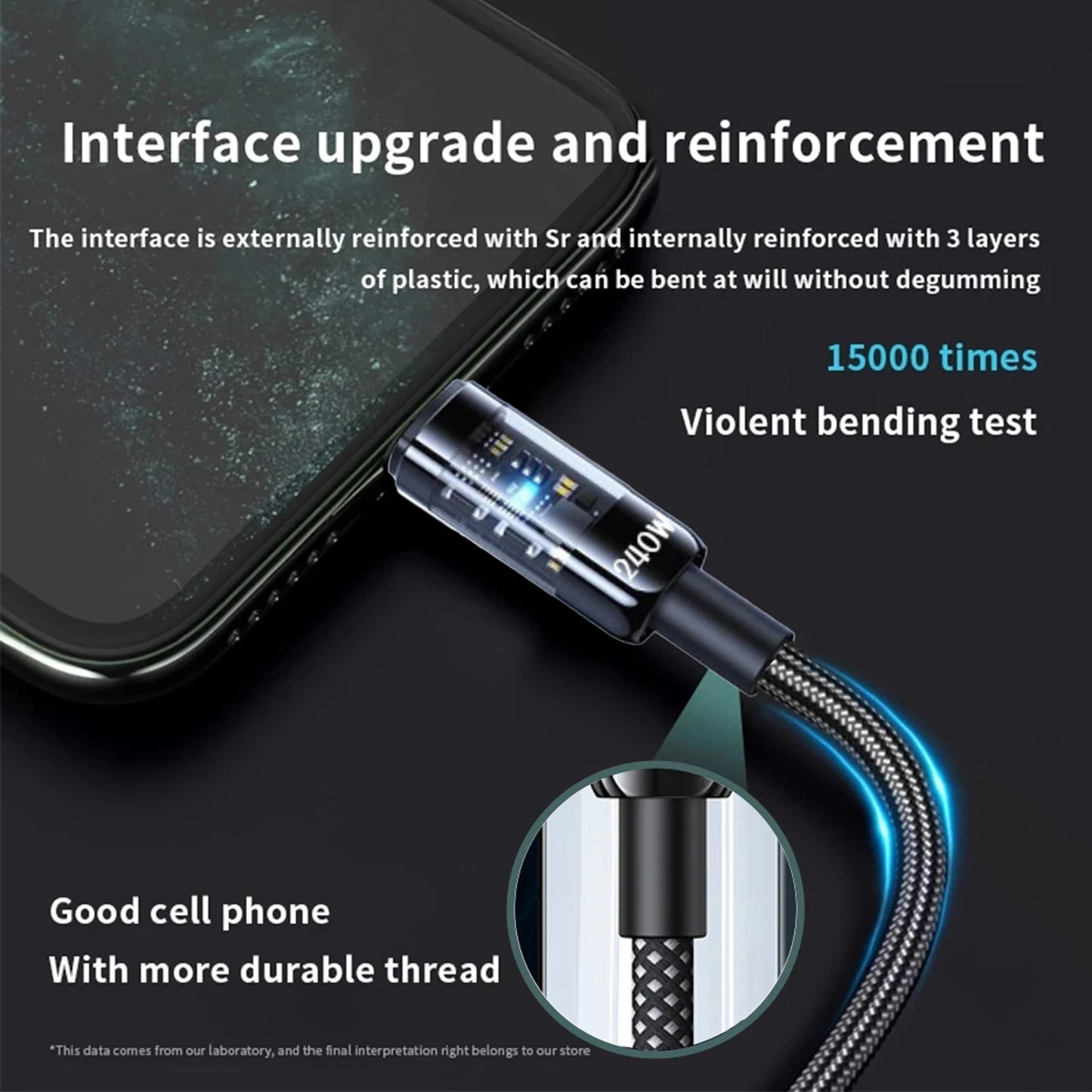 240W Nylon USB C PD Super Fast Charging Cable with LED Display