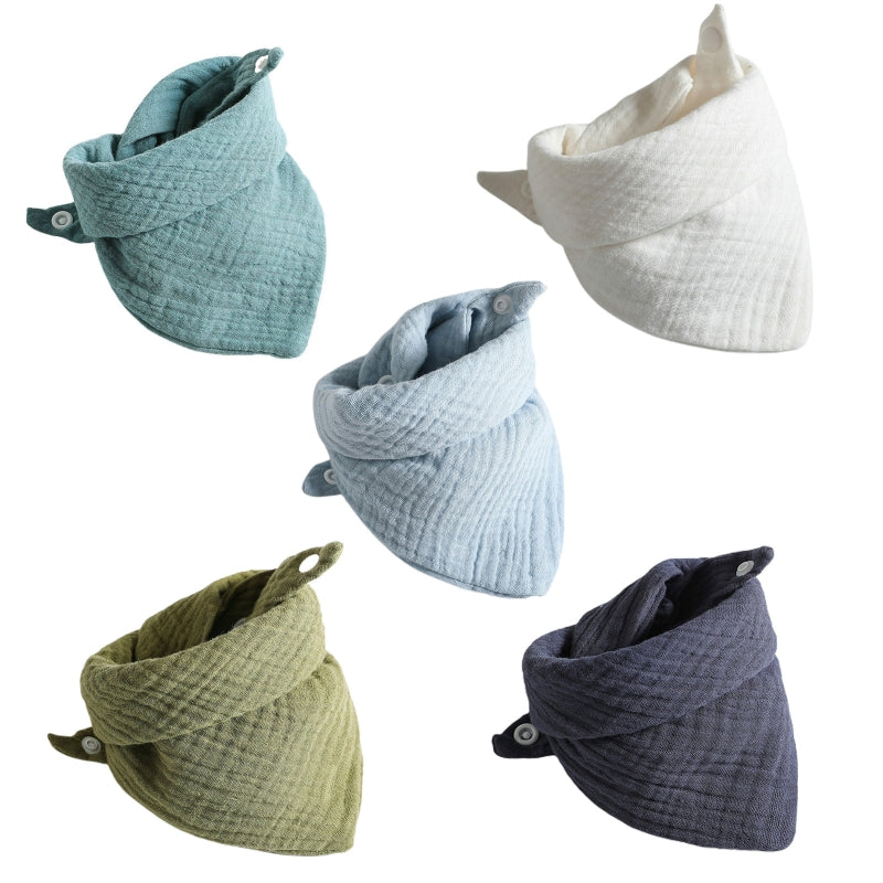 5 Pcs Baby Feeding Drool Bibs | Soft Cotton Bandana Bibs