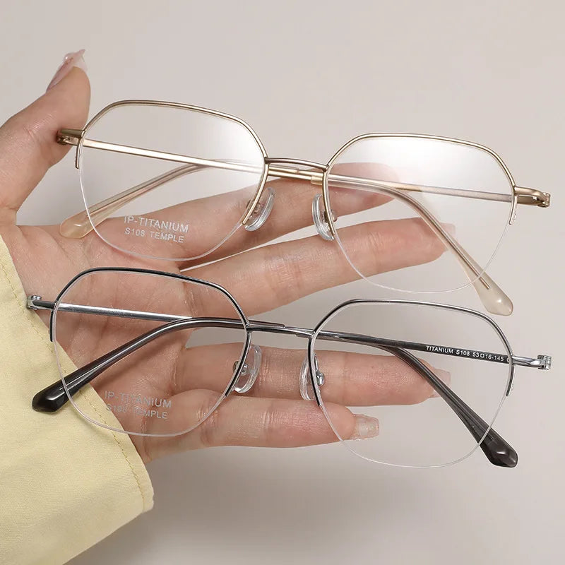 Stylish Titanium Half-Frame Photochromic Sunglasses for Women