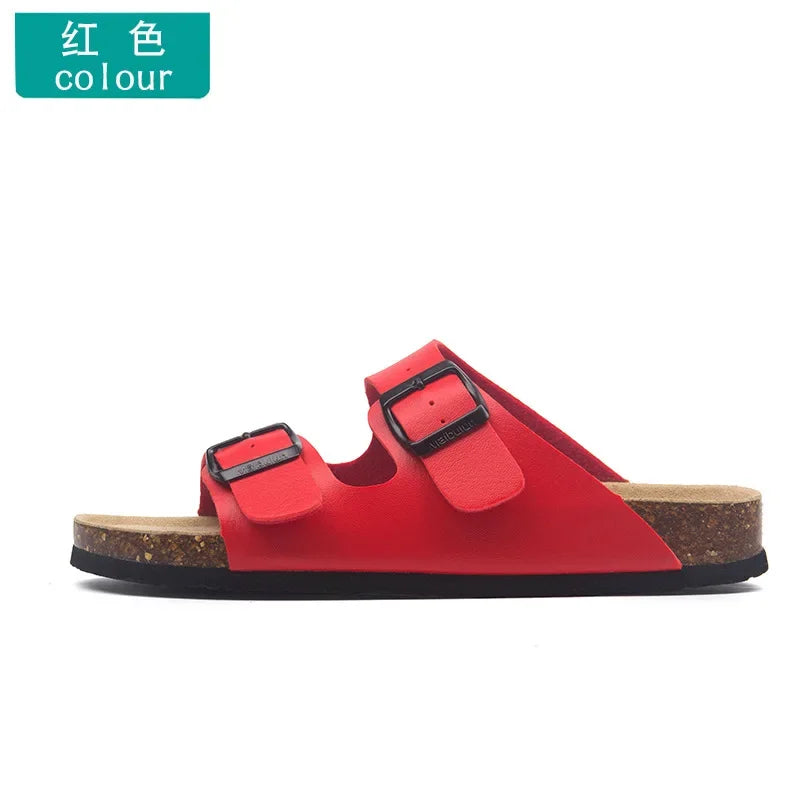 Men's Casual Buckle Cork Slippers | Comfortable Summer Footwear