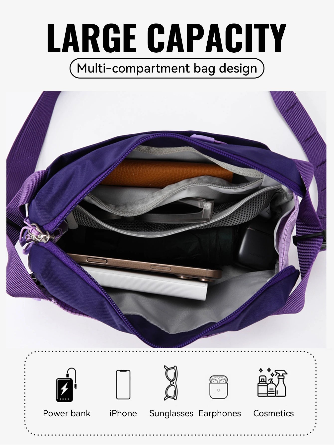 WRELS Unisex Large Capacity Sports Waist Bag Outdoor Hiking Waterproof Single-Shoulder Bag Large Capacity Sports Chest Bag