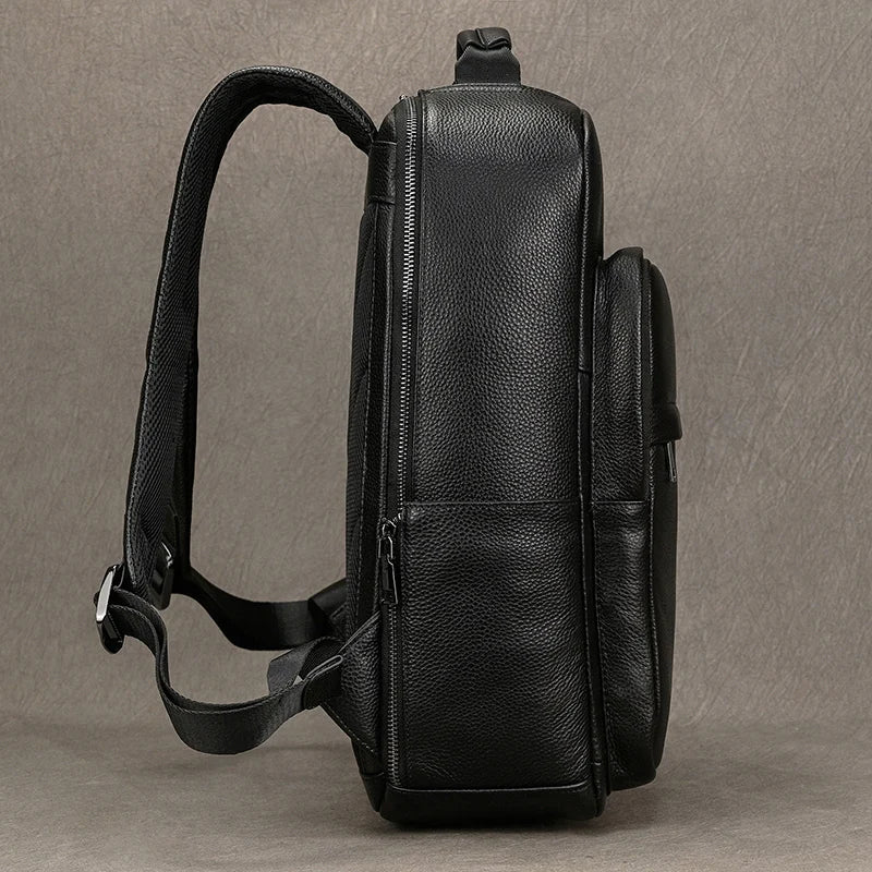 Stylish 15.6" Leather Backpack | Waterproof Travel & School Bag