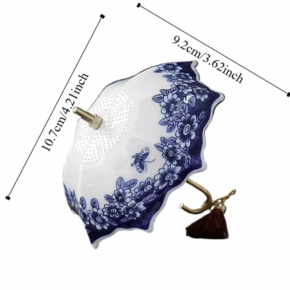 Traditional Ceramic Umbrella Tea Strainer | Elegant Tabletop Infuser