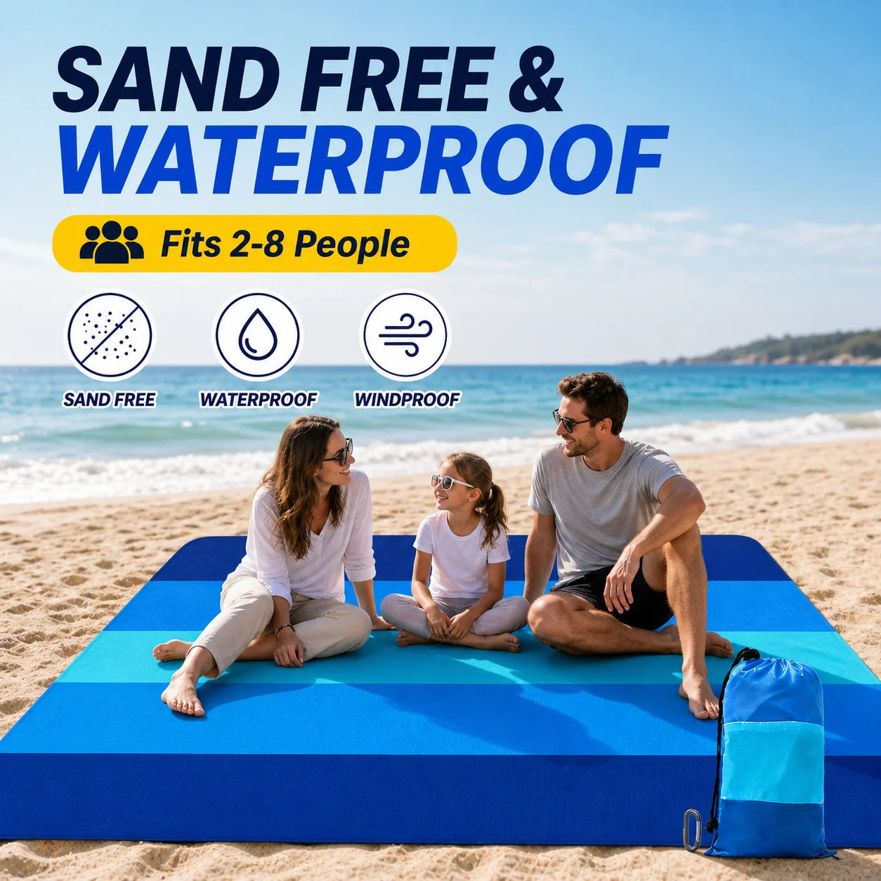 Oversized Beach Blanket | Sand-Free & Water-Resistant Picnic Mat