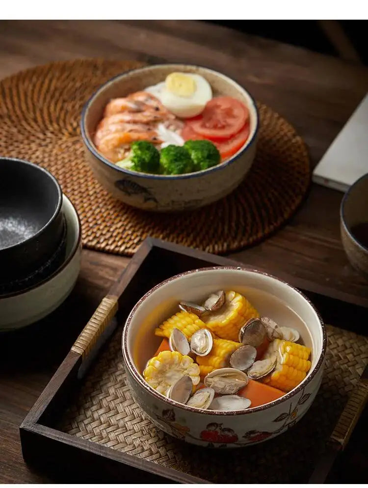 Elegante Bol de Cerámica para Ramen | Perfecto para Sopas y Fideos