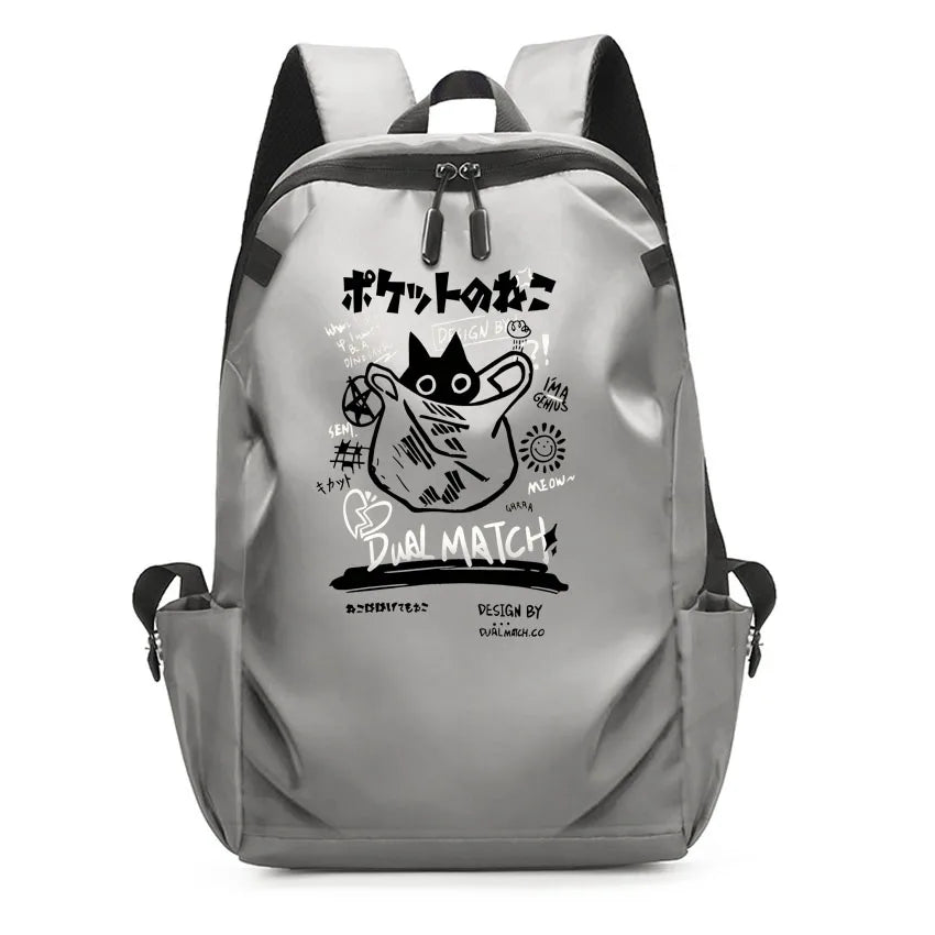 Cute Waterproof Men's Business Laptop Backpack with Cat Print