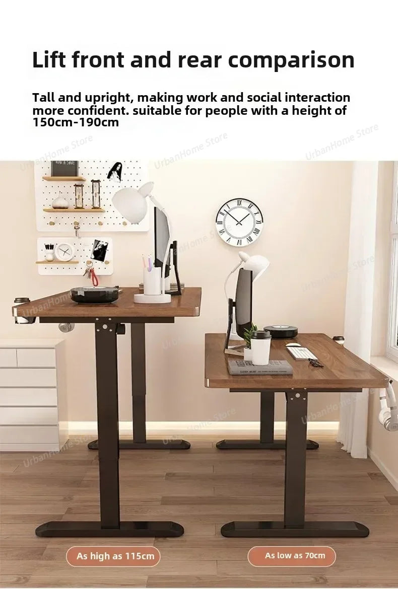 Solid Wood Electric Lifting Table | Versatile Office & Gaming Desk