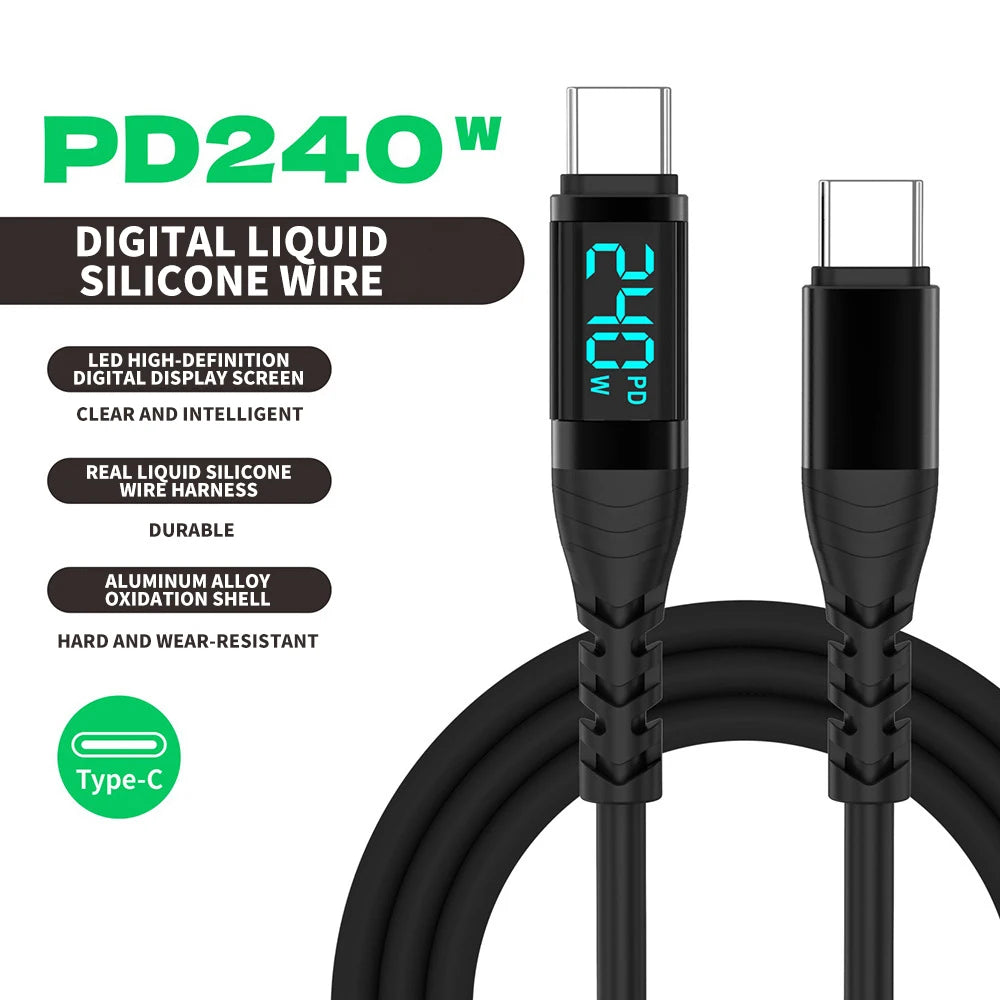 PD3.1 USB C Cable,240W LED Display Type C Fast Charging Cable with Data Transfer,for iPhone 17/16,Samsung Galaxy A17/S25,Huawei