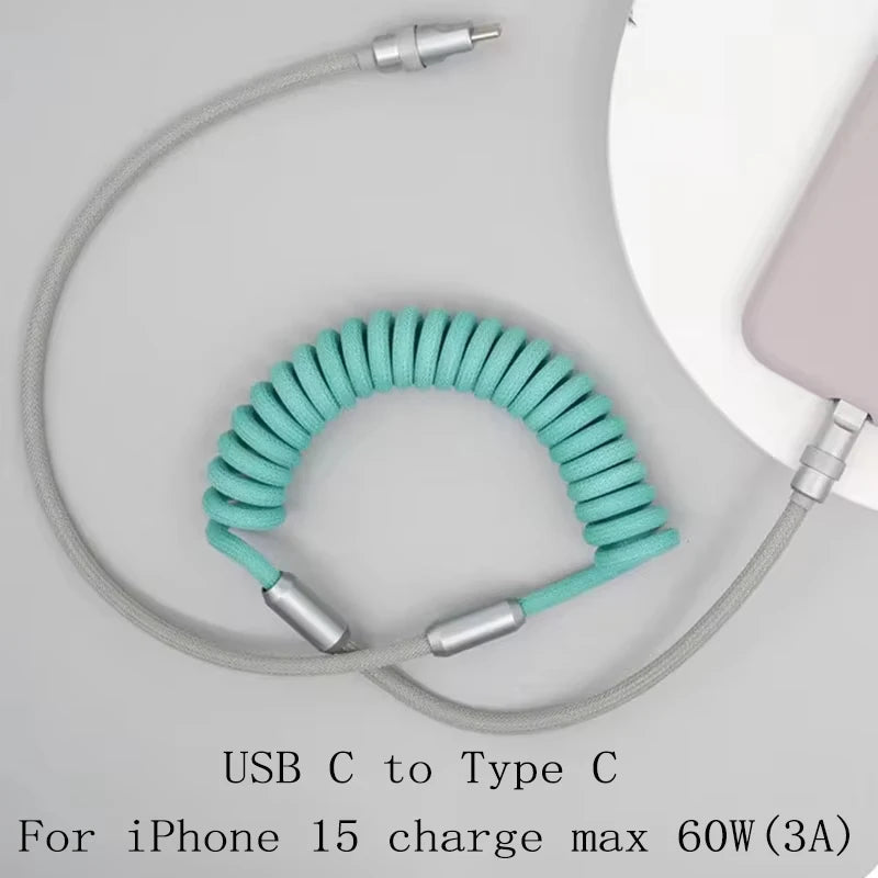 Retractable Fast Charging USB C Cable | 100W Spring Charging Solution