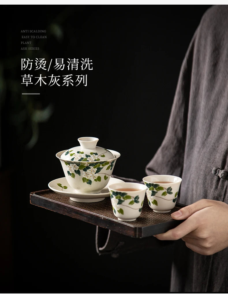 Elegante Gaiwan de Cerámica Gris | Juego de Té Kung Fu Perfecto