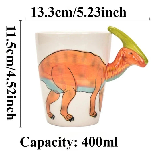 3D Dinosaur Ceramic Mug | Cute Long Necked Dragon Coffee Cup