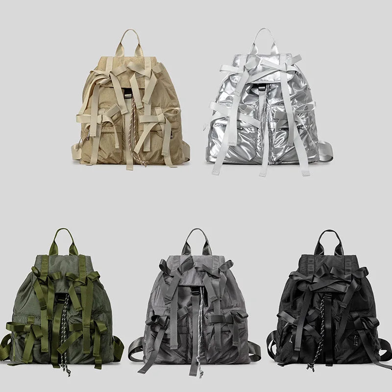 Fashion Y2K Bow Casual Backpack | High-Quality Nylon Shoulder Bag