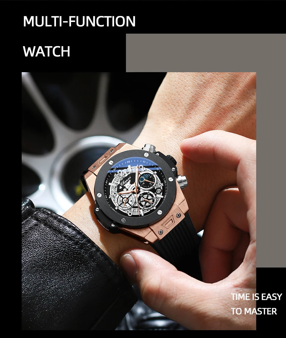 Men's Multifunctional Waterproof Sports Watch | Luminous Quartz Timepiece