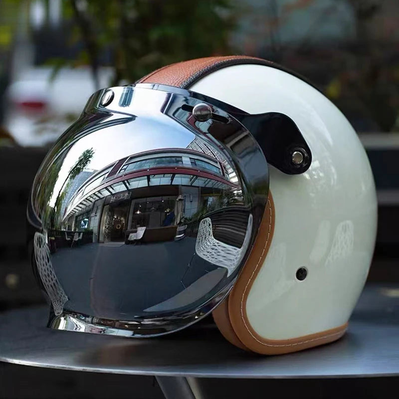 Retro Open Face 3/4 Motorcycle Helmet with Colorful Lens | DOT Certified