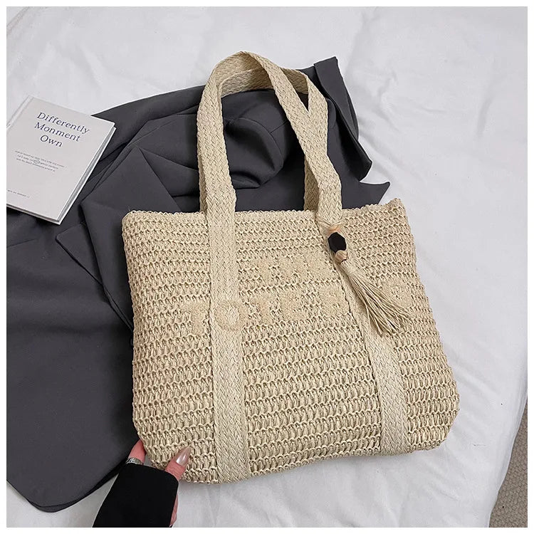 Hand-Woven Summer Handbags | Large Capacity Tote with Tassel
