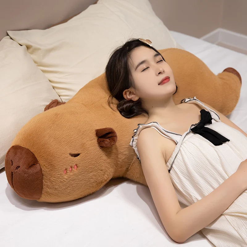 Long Capybara Cartoon Pillow | Comfortable Plush Cushion for Rest