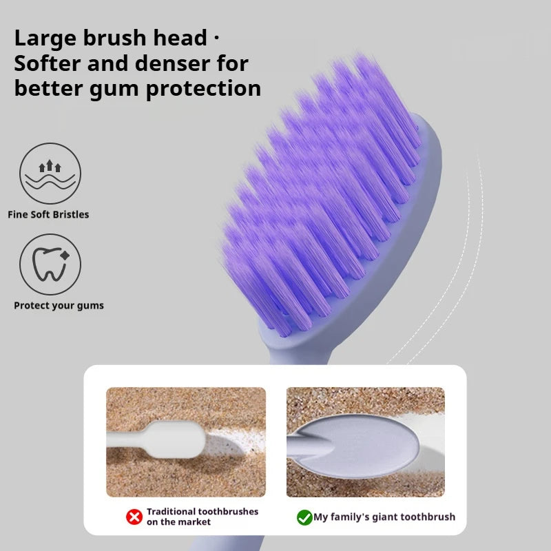 4-Pack Giant Head Soft Bristle Toothbrush | Extra-Large Oral Care