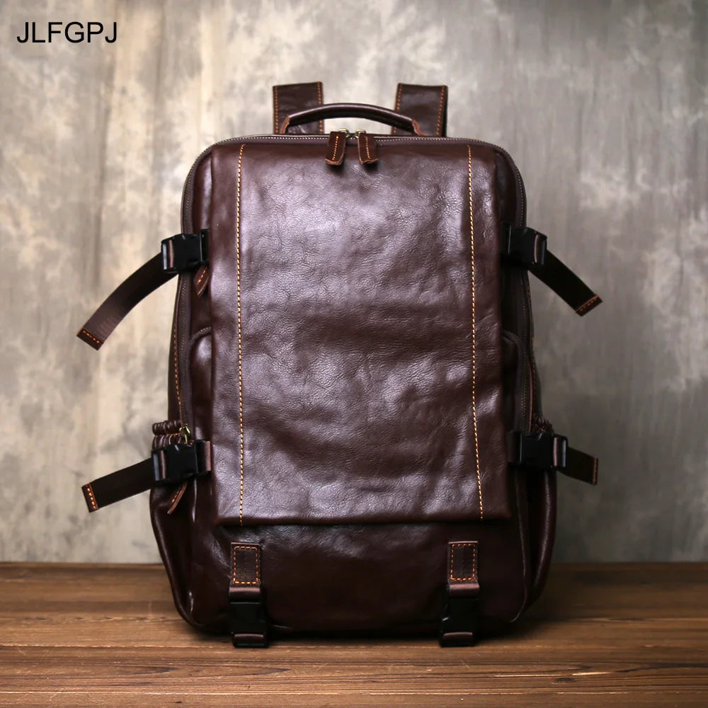Retro Men's Leather Backpack | Spacious Vintage Computer Bag