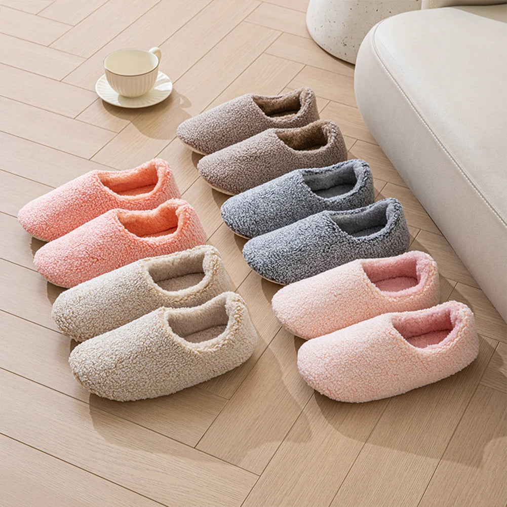 Cozy Women Plush Closed-Back Slippers | Warm Comfortable Indoor Shoes