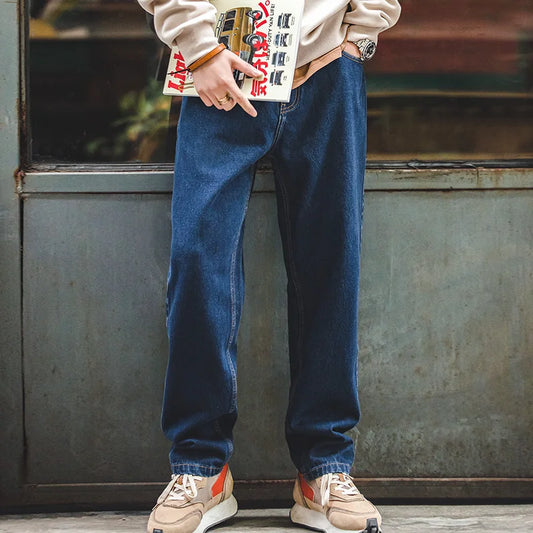 Men's Retro Loose Straight Denim Jeans | Oversized Baggy Trousers