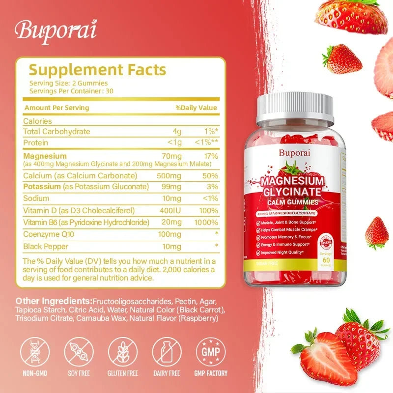 Magnesium Glycinate Gummies for Sleep & Muscle Relief | Relaxation Boost