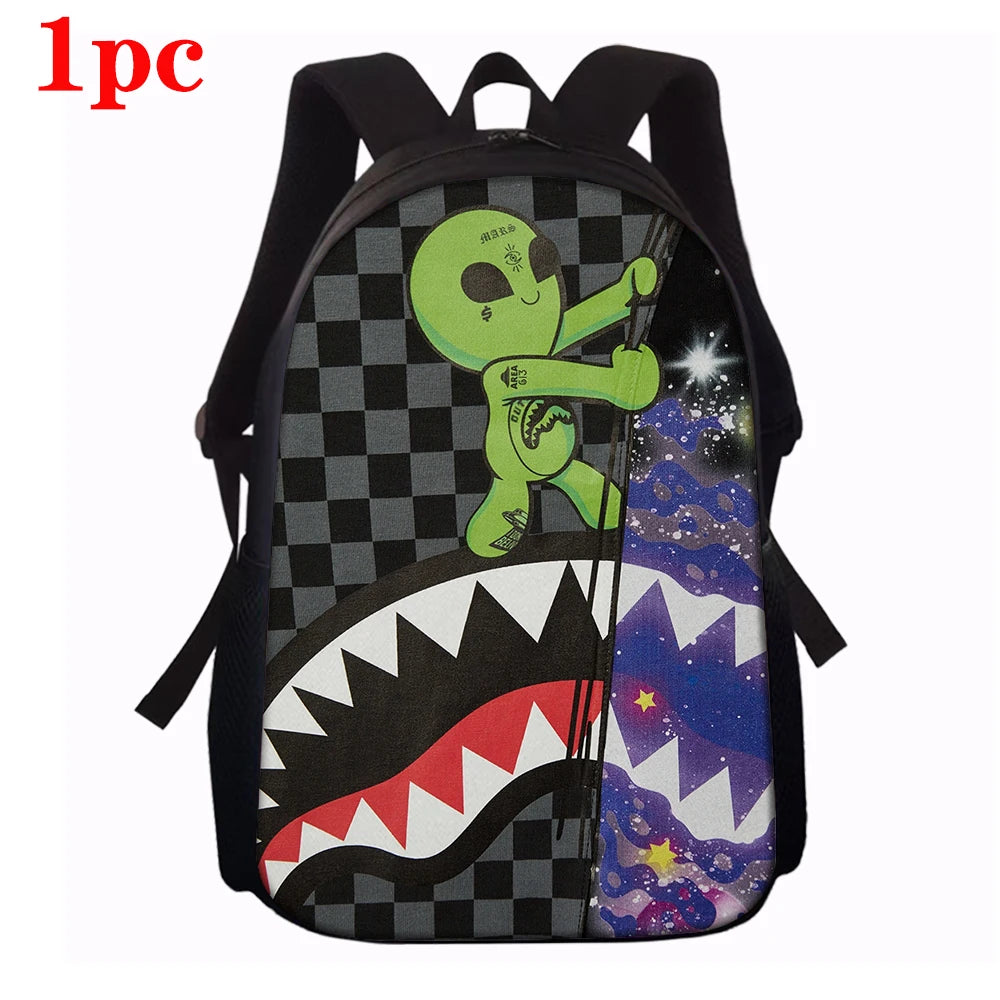 Trendy Shark Graphic Backpack Set | Ideal for School & Adventures