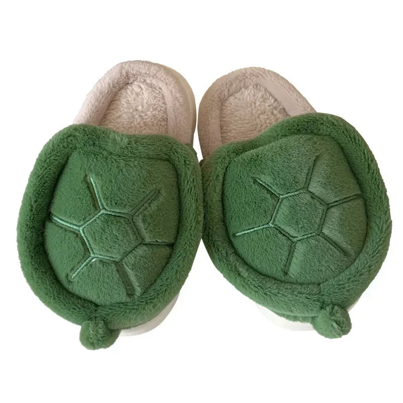 Cute Turtle Plush Slippers | Soft Warm Indoor Winter Footwear
