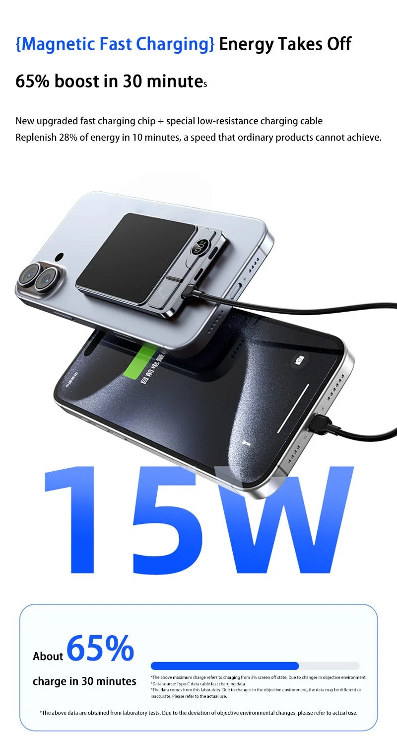 Ultra Slim Magnetic Wireless Power Bank | Fast Charging Portable Battery
