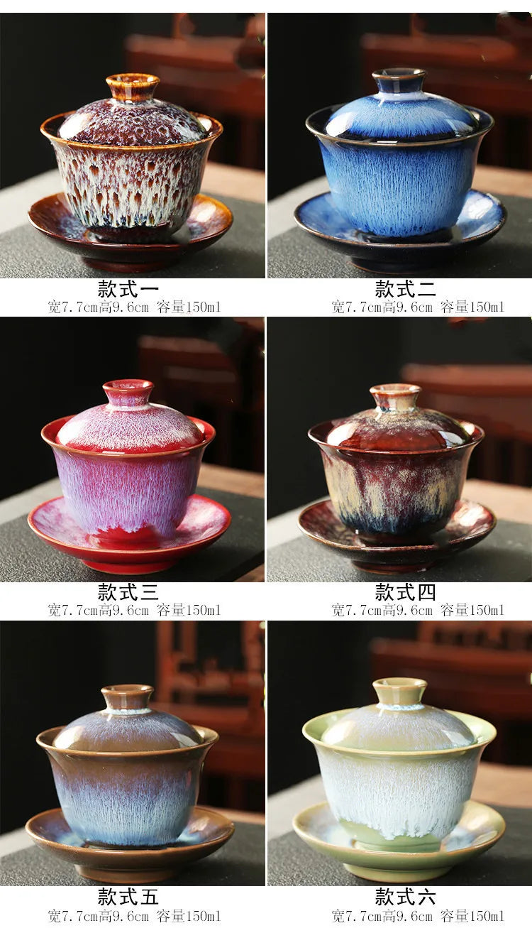 Elegante Juego de Té Kungfu Gaiwan de Cerámica Vintage | Perfecto para Ceremonia