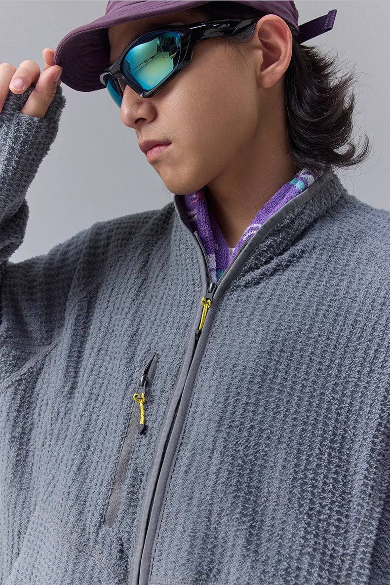 Men's Ultra-Lightweight Grid Fleece Jacket | All Season Thermal Mid-layer