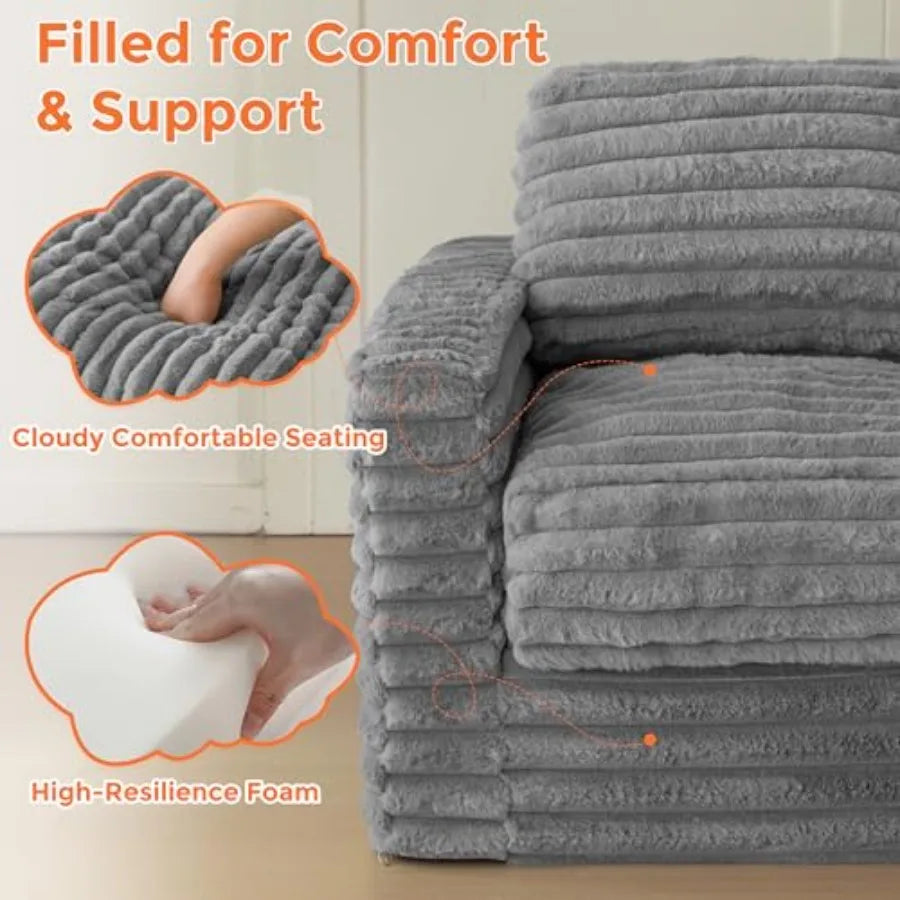 Comfy Faux Fur Bean Bag Chair | Cozy Floor Sofa with Pillows