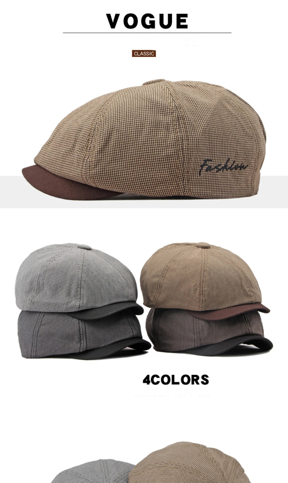 Unisex Plaid Beret Caps for Spring & Summer | Fashionable Flat Hats