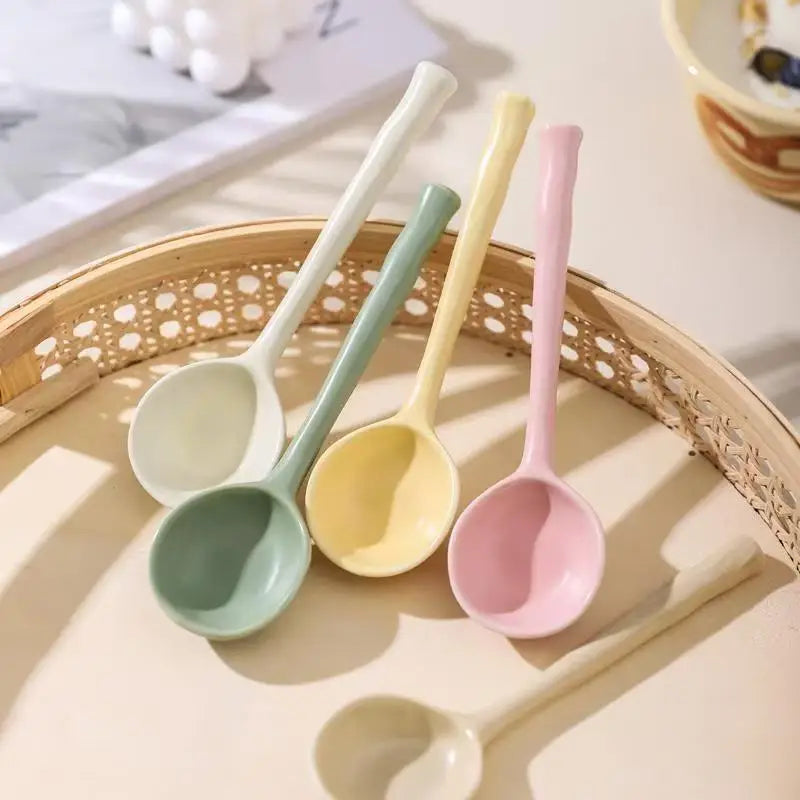 Cuchara de cerámica estilo japonés para sopa para todas las edades | Divertida y funcional