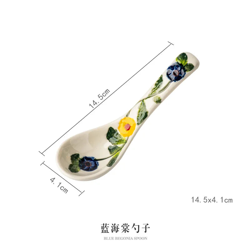 Cucharas de cerámica de estilo japonés para sopa | Elegante vajilla de cocina