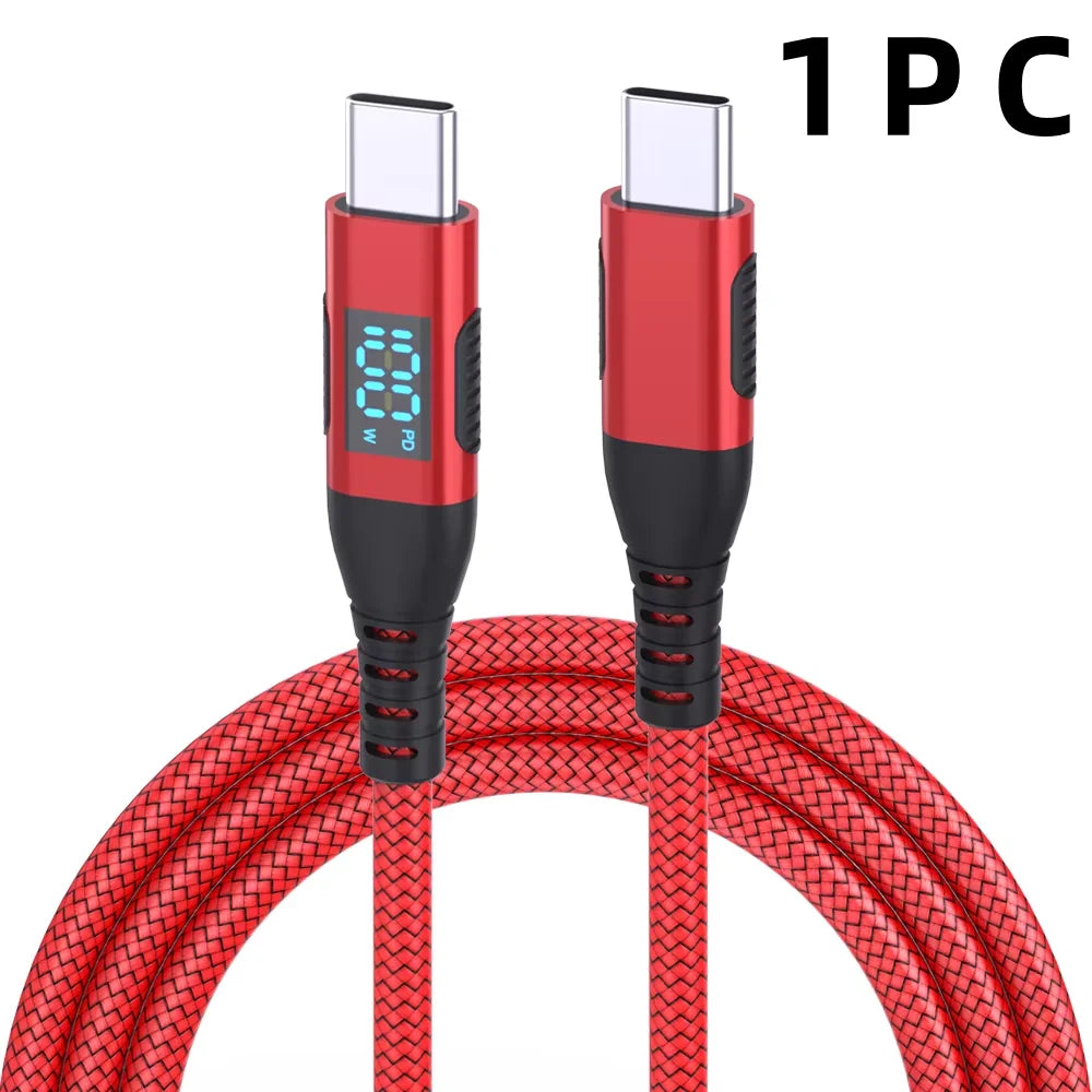 100W Type C to Type C Fast Charging Cable | High-Speed Nylon Braided
