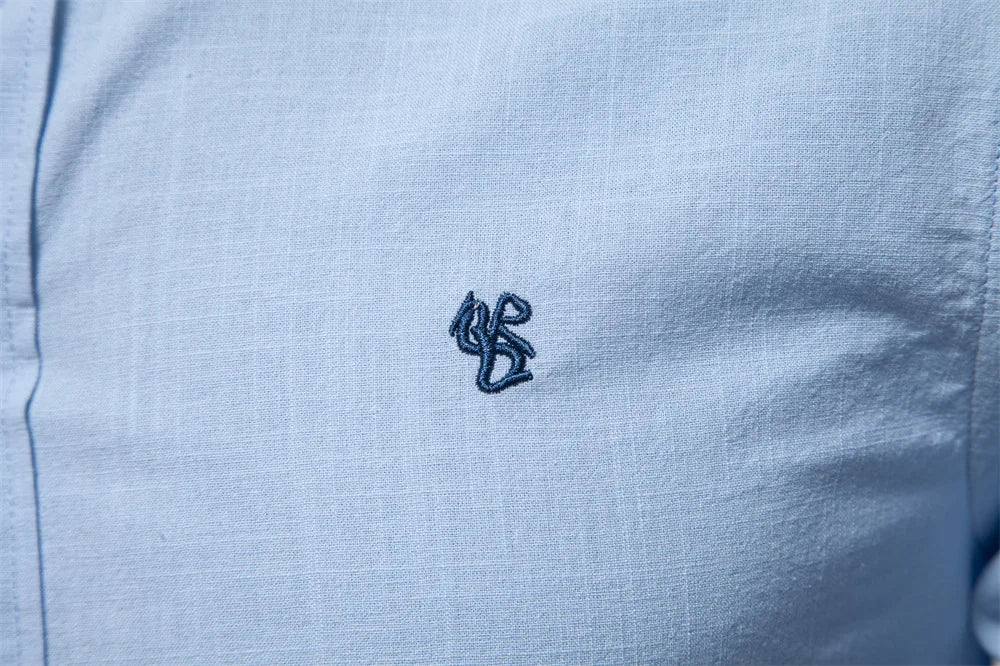 Men's 100% Cotton Casual Long Sleeve Shirt | Comfortable Embroidery