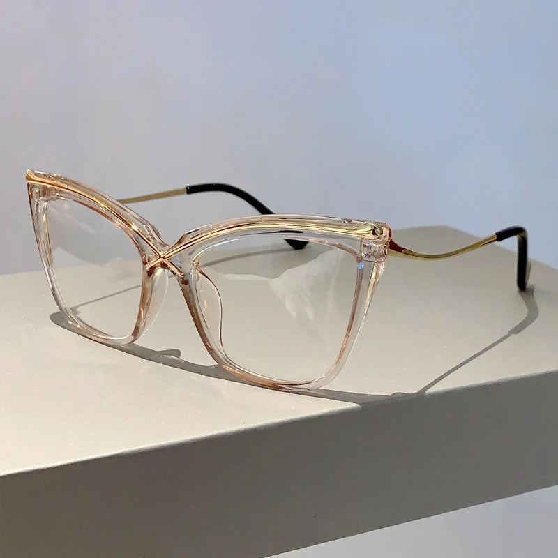 Trendy Oversized Cat Eye Eyeglasses | Vintage Blue Light Blockers