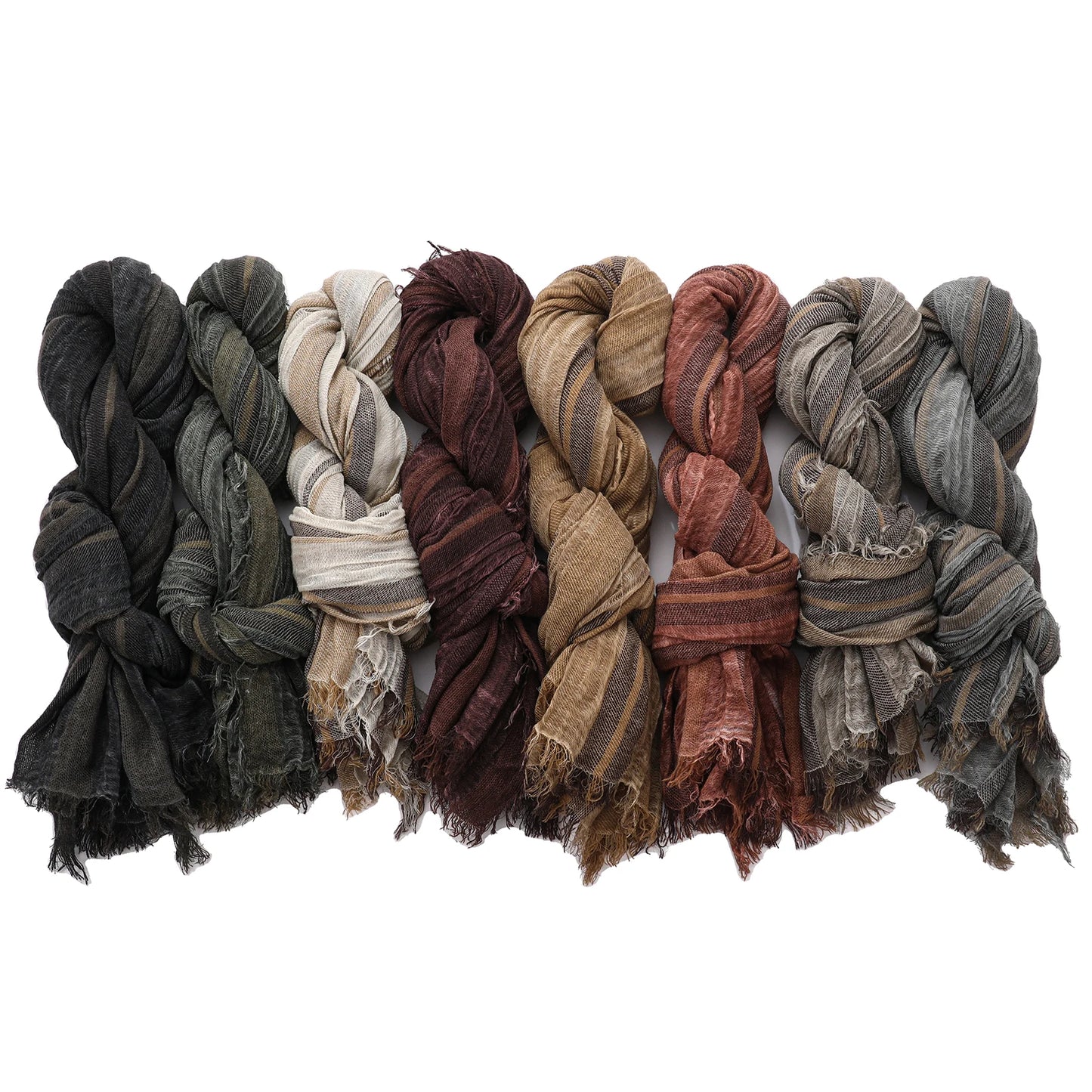 Men's Cotton Linen Striped Scarf | Warm & Stylish Winter Accessory