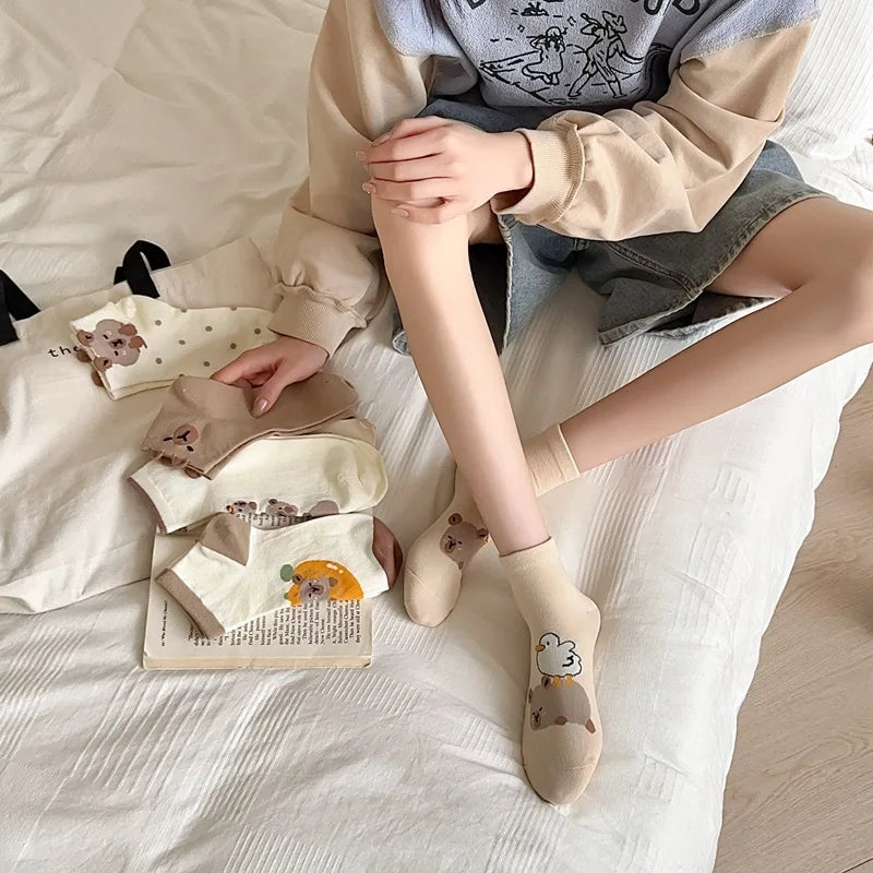 Breathable Cartoon Bear & Capybara Socks | Fun Summer Comfort