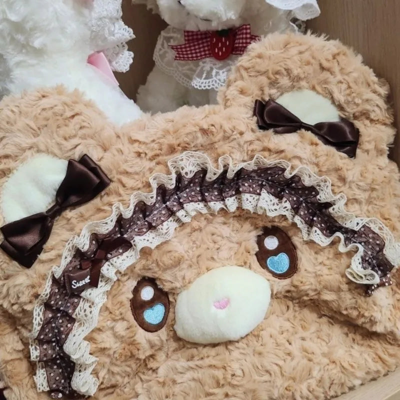 Cute Big Face Bear Plush Backpack | Spacious Women's Bag
