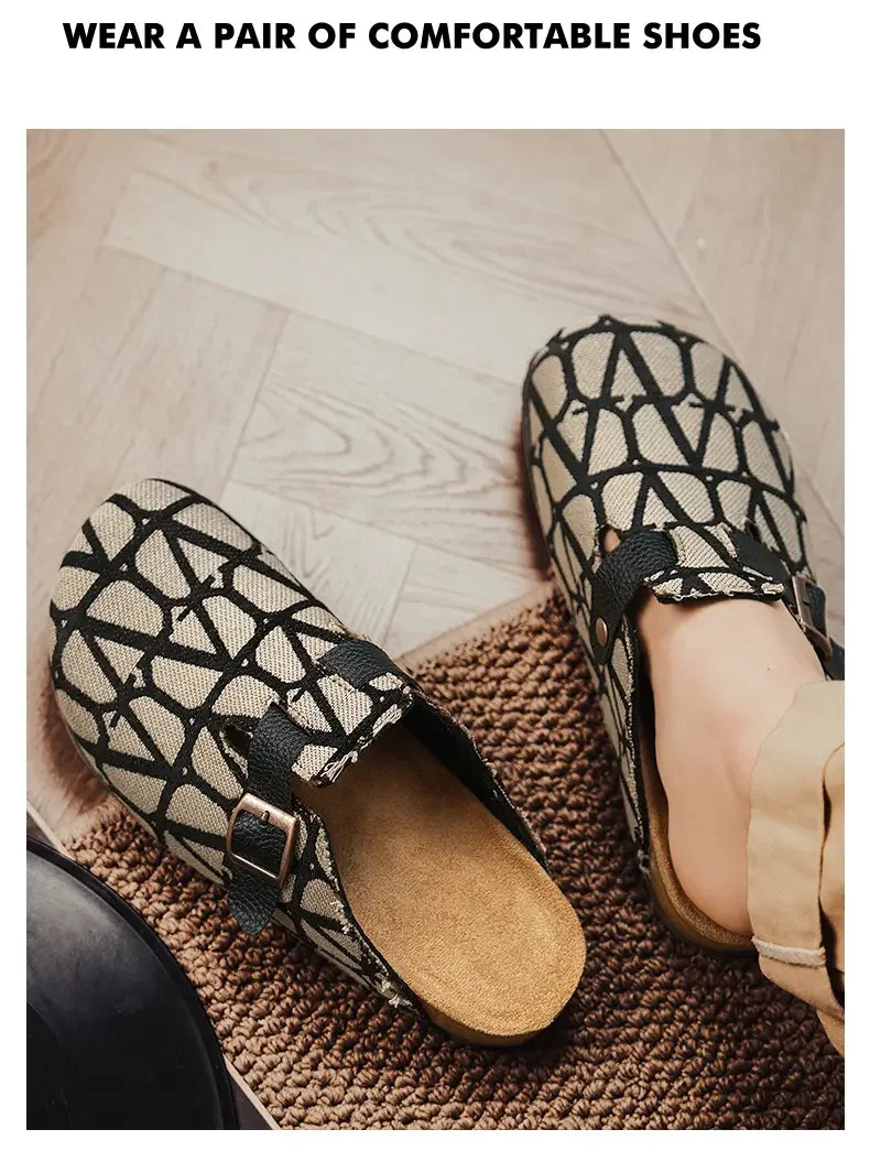 Four Seasons Classic Cork Closed Toe Shoes Versatile Soft Sole Unisex Outdoor Beach Casual Comfort Daily Slippers