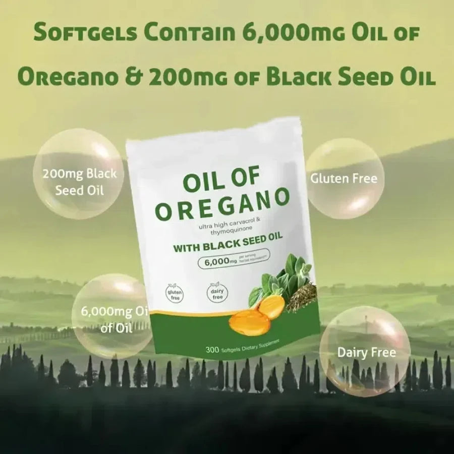 300 Capsules Oil of Oregano & Black Seed Oil | Natural Antioxidants