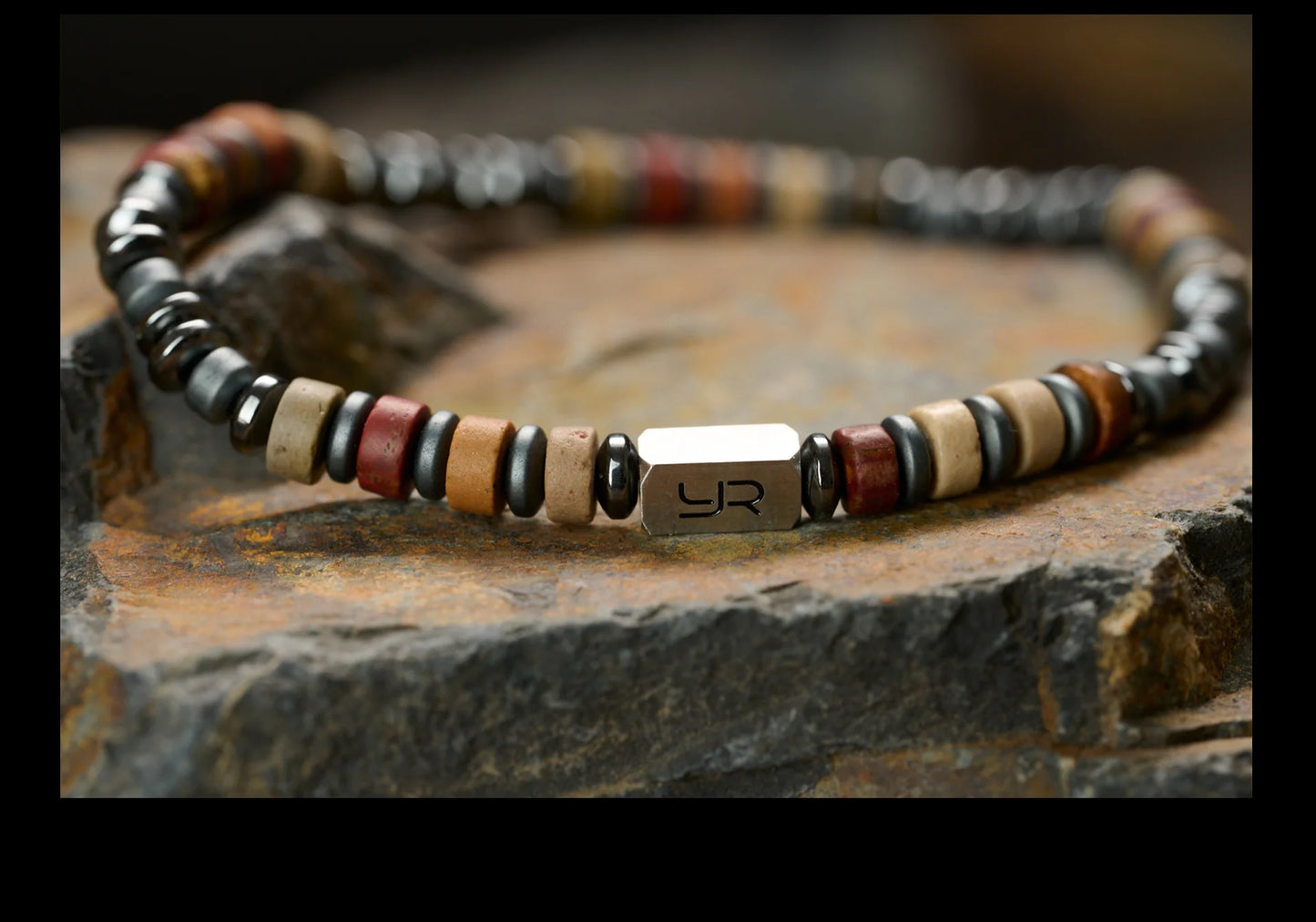 Handcrafted Bohemian Jasper Hematite Bracelet | Unisex Accessory
