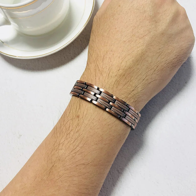 Adjustable Copper Therapy Bracelets for Men | Pain Relief Bangle