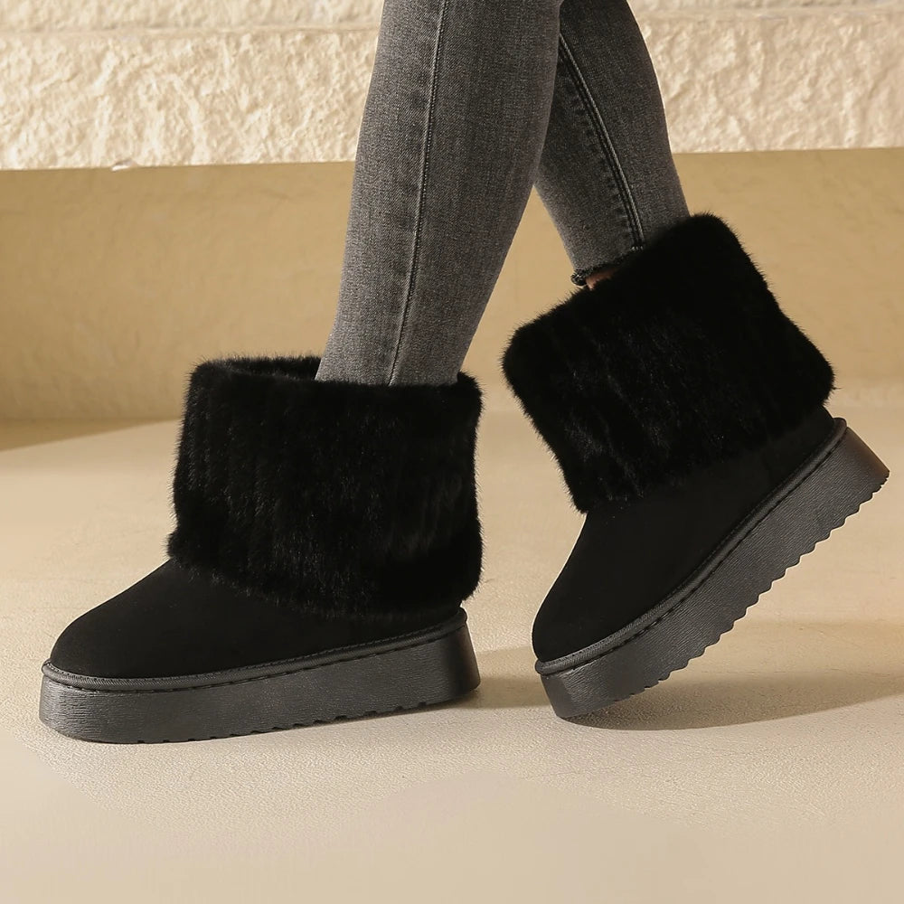 Men's Korean Style Fleece Snow Boots | Warm Plush Mid-Calf Winter Loafers