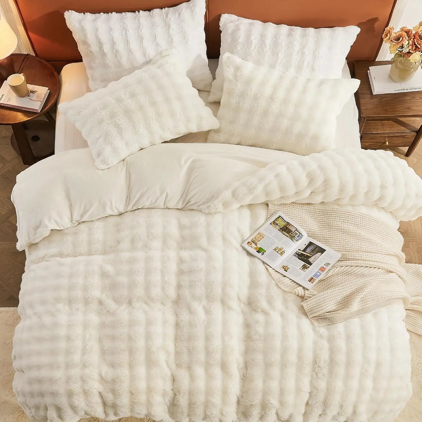 Queen Size Faux Fur Duvet Cover Set | Ultra Soft Winter Bedding