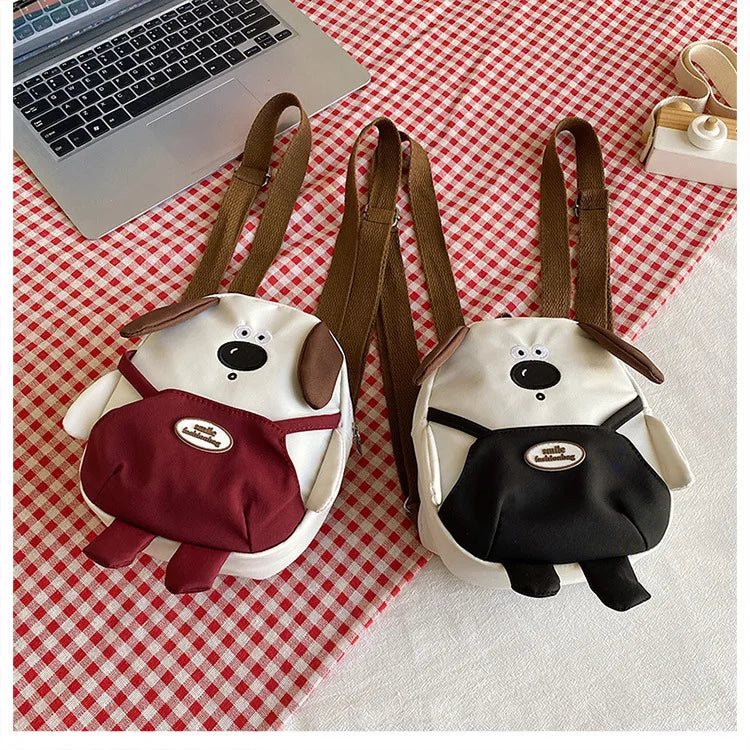Cute Cartoon Dog Mini Backpack | Adjustable Canvas Travel Bag