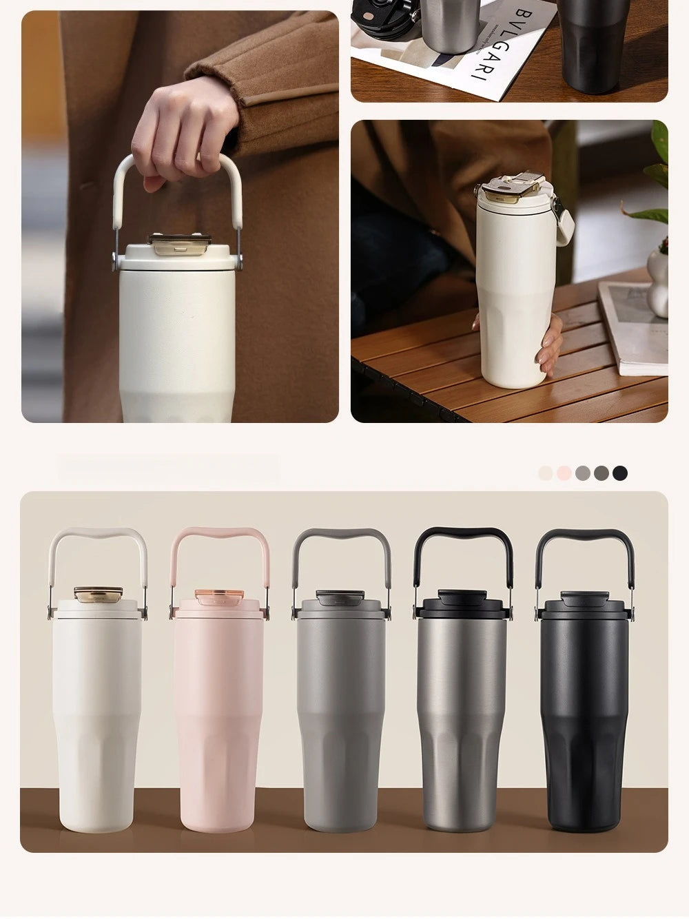 800ML Insulated Travel Tumbler with Straw & Tea Infuser | Leakproof Design
