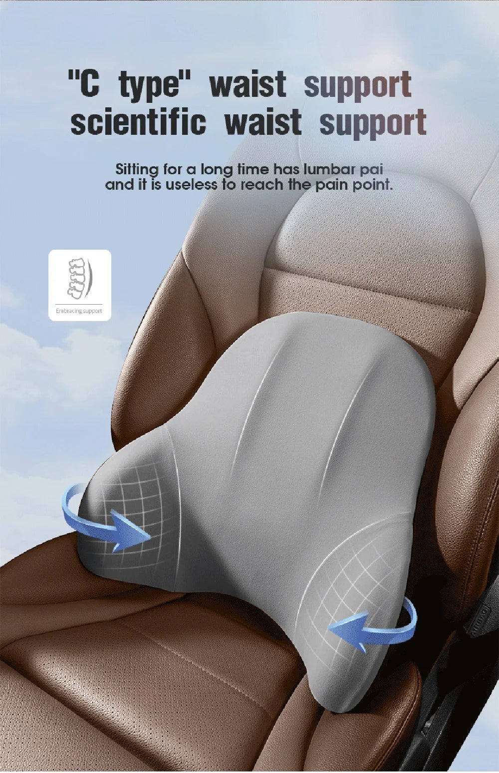 Memory Foam Car Neck Pillow | Breathable Lumbar Support Cushion
